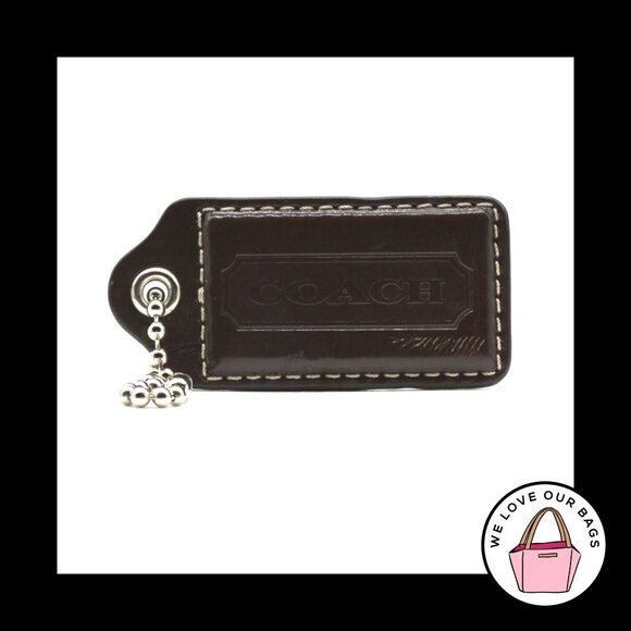 2.5" Large COACH Mahogany Brown Leather Nickel Fob Bag Charm Keychain Hang Tag - Picture 1 of 1